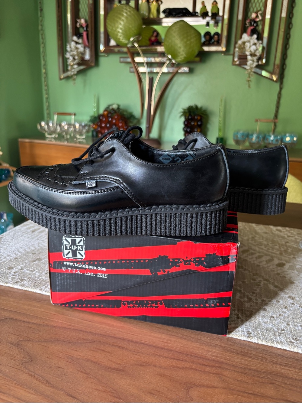 T.U.K Black Leather Platform Creeper Lace-Up Shoes - Picture 8 of 11